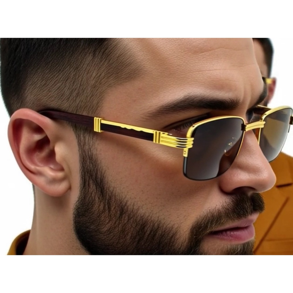 Rimless Sunglasses‎ Men Fashion Hip hop Frameless Designer Shades Wooden Small